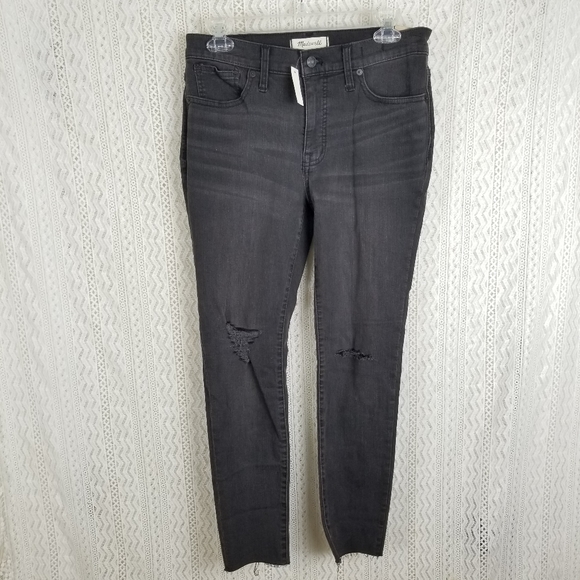 Madewell 9" High Rise Skinny Destressed Raw Hem - Picture 2 of 10